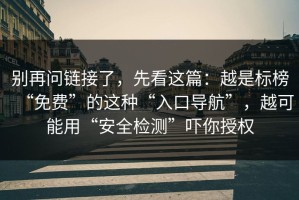 别再问链接了，先看这篇：越是标榜“免费”的这种“入口导航”，越可能用“安全检测”吓你授权