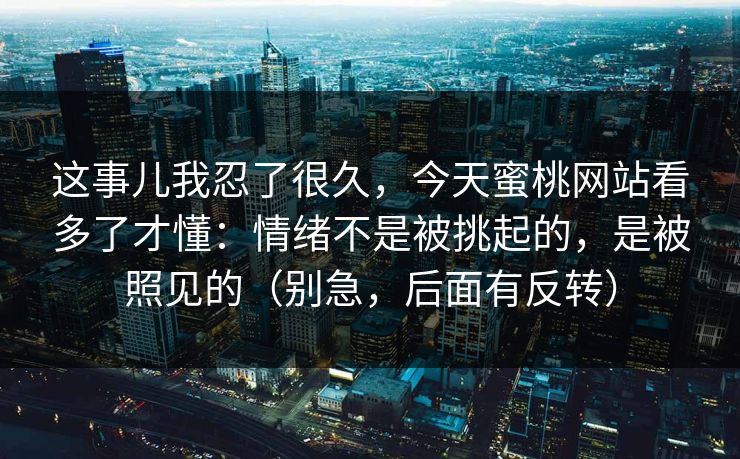 这事儿我忍了很久，今天蜜桃网站看多了才懂：情绪不是被挑起的，是被照见的（别急，后面有反转）