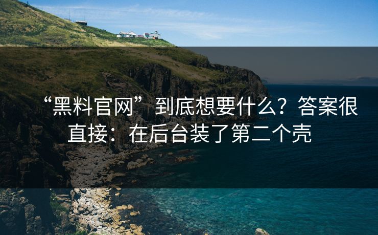 “黑料官网”到底想要什么？答案很直接：在后台装了第二个壳