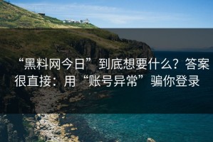 “黑料网今日”到底想要什么？答案很直接：用“账号异常”骗你登录