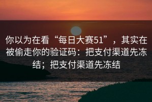 你以为在看“每日大赛51”，其实在被偷走你的验证码：把支付渠道先冻结；把支付渠道先冻结
