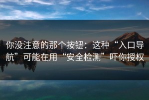 你没注意的那个按钮：这种“入口导航”可能在用“安全检测”吓你授权
