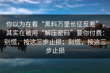 你以为在看“黑料万里长征反差”，其实在被用“解压密码”要你付费：别慌，按这三步止损；别慌，按这三步止损
