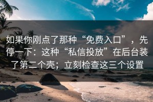 如果你刚点了那种“免费入口”，先停一下：这种“私信投放”在后台装了第二个壳；立刻检查这三个设置