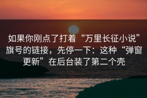 如果你刚点了打着“万里长征小说”旗号的链接，先停一下：这种“弹窗更新”在后台装了第二个壳