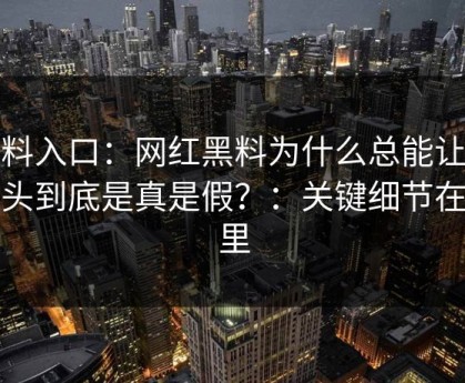 黑料入口：网红黑料为什么总能让人上头到底是真是假？：关键细节在这里