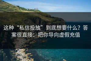 这种“私信投放”到底想要什么？答案很直接：把你导向虚假充值