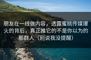 朋友在一线做内容，透露蜜桃传媒爆火的背后，真正推它的不是你以为的那群人（别说我没提醒）