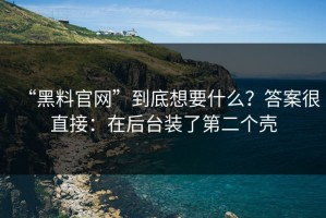 “黑料官网”到底想要什么？答案很直接：在后台装了第二个壳