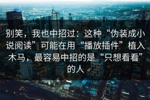 别笑，我也中招过：这种“伪装成小说阅读”可能在用“播放插件”植入木马，最容易中招的是“只想看看”的人