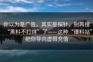你以为是广告，其实是探针，别再搜“黑料不打烊”了——这种“爆料站”把你导向虚假充值