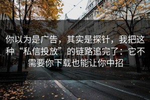 你以为是广告，其实是探针，我把这种“私信投放”的链路追完了：它不需要你下载也能让你中招