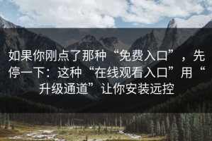 如果你刚点了那种“免费入口”，先停一下：这种“在线观看入口”用“升级通道”让你安装远控