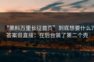 “黑料万里长征首页”到底想要什么？答案很直接：在后台装了第二个壳