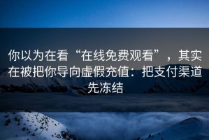 你以为在看“在线免费观看”，其实在被把你导向虚假充值：把支付渠道先冻结