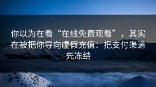 你以为在看“在线免费观看”，其实在被把你导向虚假充值：把支付渠道先冻结