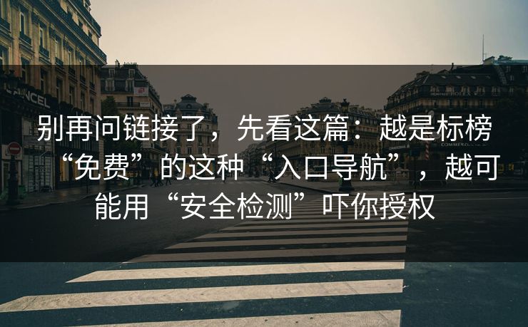 别再问链接了，先看这篇：越是标榜“免费”的这种“入口导航”，越可能用“安全检测”吓你授权