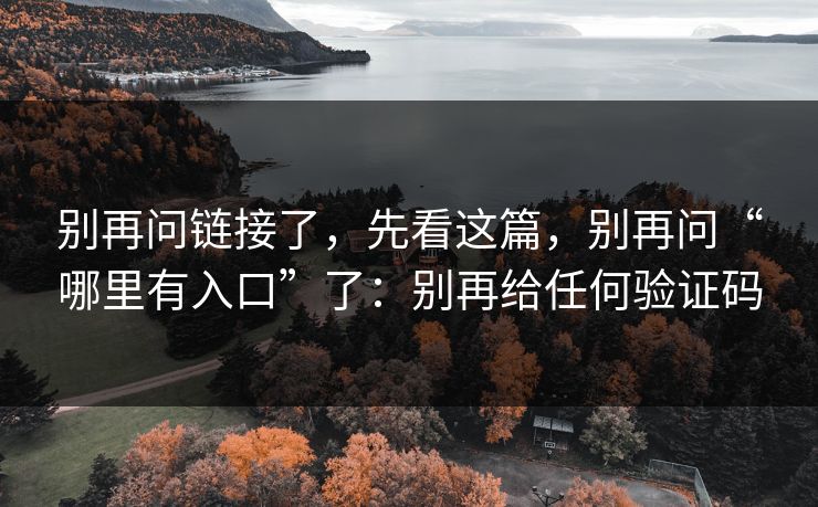 别再问链接了，先看这篇，别再问“哪里有入口”了：别再给任何验证码
