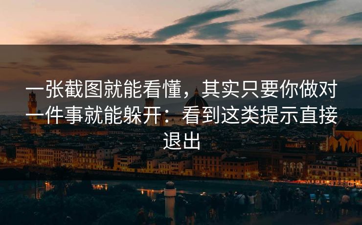 一张截图就能看懂，其实只要你做对一件事就能躲开：看到这类提示直接退出