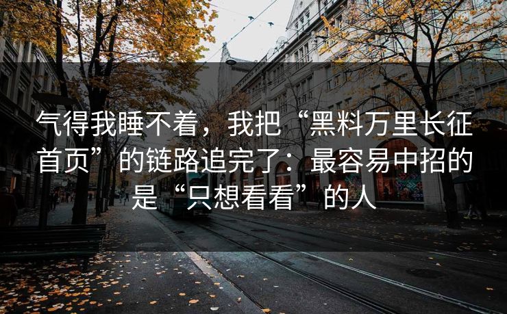 气得我睡不着，我把“黑料万里长征首页”的链路追完了：最容易中招的是“只想看看”的人