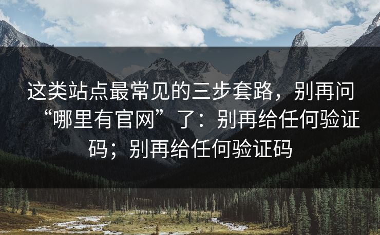 这类站点最常见的三步套路，别再问“哪里有官网”了：别再给任何验证码；别再给任何验证码