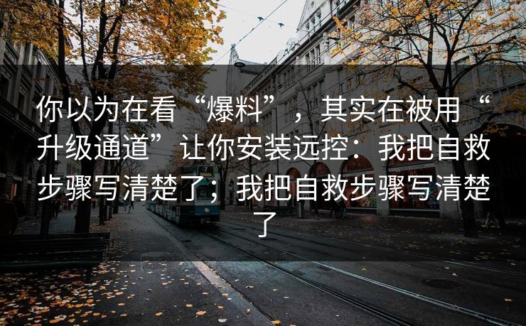 你以为在看“爆料”，其实在被用“升级通道”让你安装远控：我把自救步骤写清楚了；我把自救步骤写清楚了