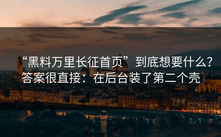 “黑料万里长征首页”到底想要什么？答案很直接：在后台装了第二个壳