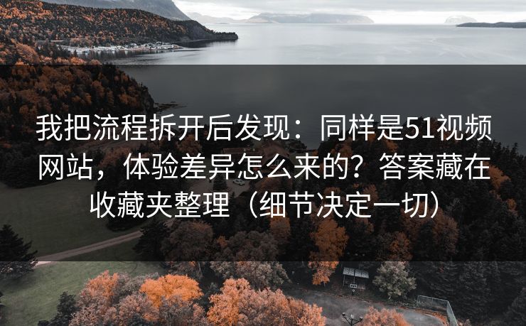 我把流程拆开后发现：同样是51视频网站，体验差异怎么来的？答案藏在收藏夹整理（细节决定一切）